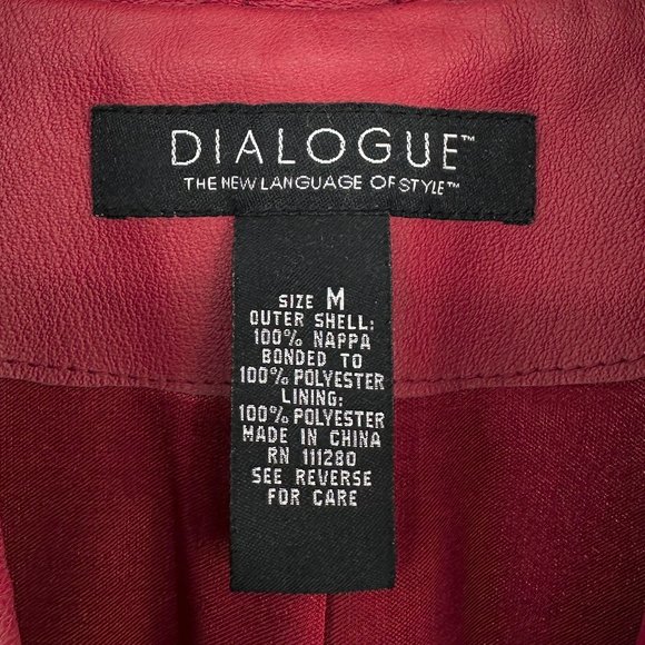 Vintage Dialogue Cherry Red Genuine Leather Zip Up Jacket sz M - Picture 4 of 5